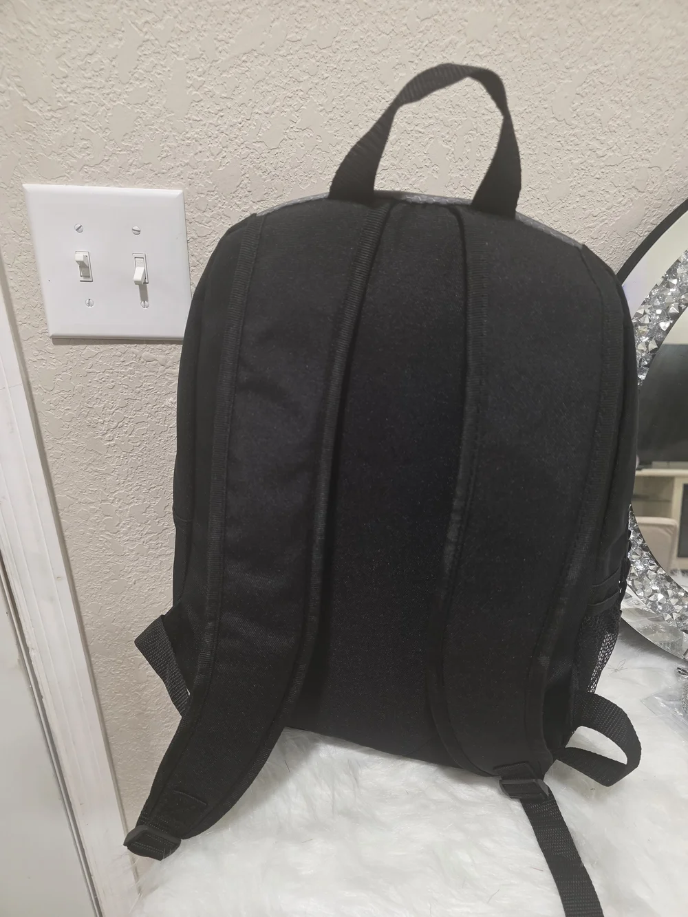 Men's Black & Gray Backpack with Green Logo